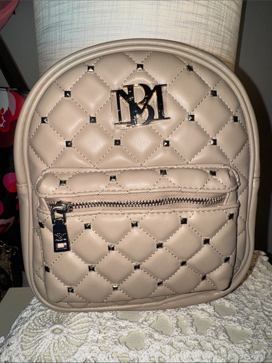 Badgley Mischka Handbags - Badgley Mischka Quilted Mini Backpack in Beige with Silver Hardware NWT